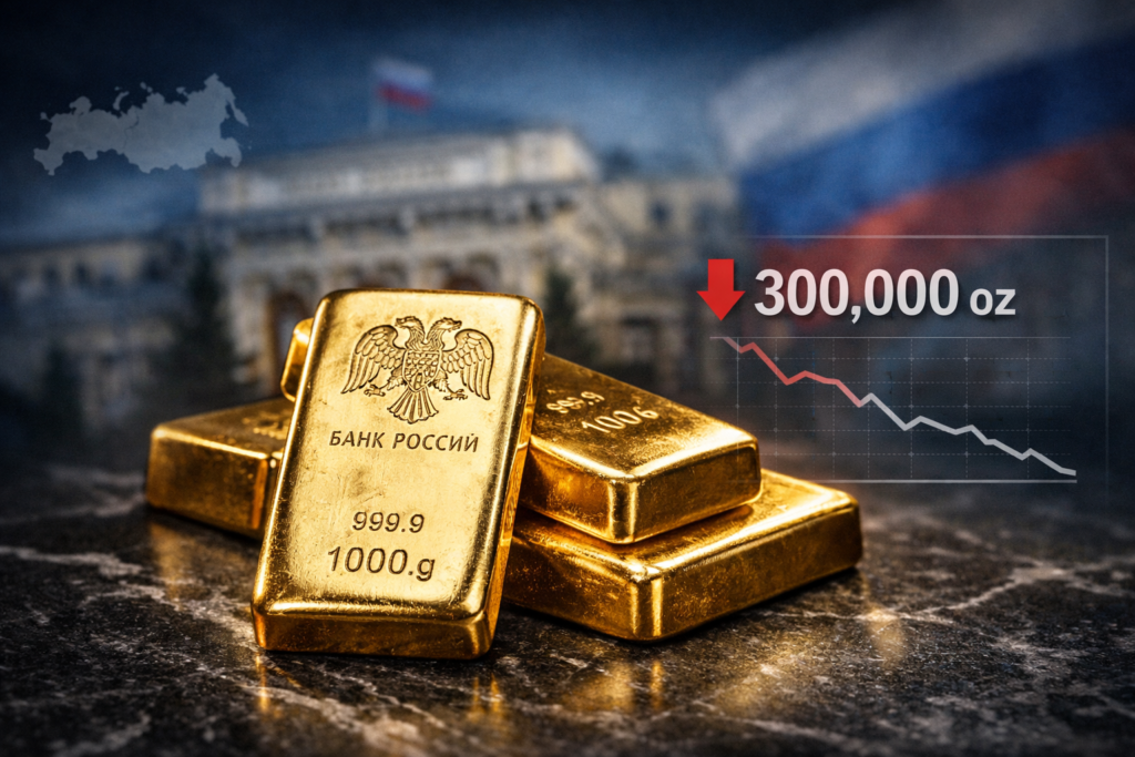 Russia strategic gold liquidation - 300,000 ounces sold in January 2026