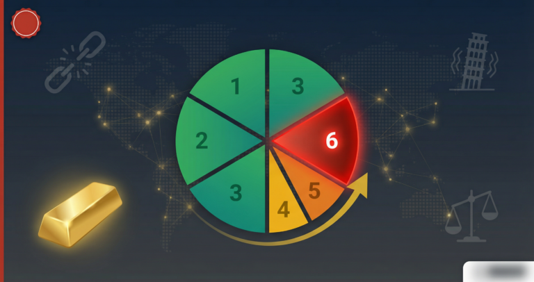 Ray Dalio Stage 6 Great Cycle transition with gold bars symbolizing wealth preservation during economic upheaval